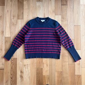 La Ligne Womens Navy Blue Red Striped Pullover Sweater Viscose Cashmere Blend XL